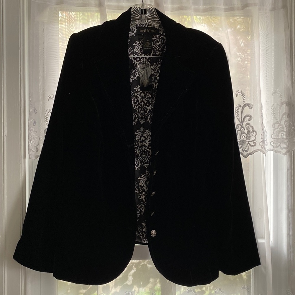 Black button down velvet jacket